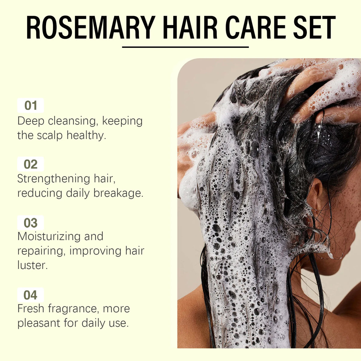 Hoegoa 1set Rosemary Scalp Cleansing Shampoo Conditioner Set Anti Dandruff Frizz Oil Control Nourishing Refreshing Hair Care Set