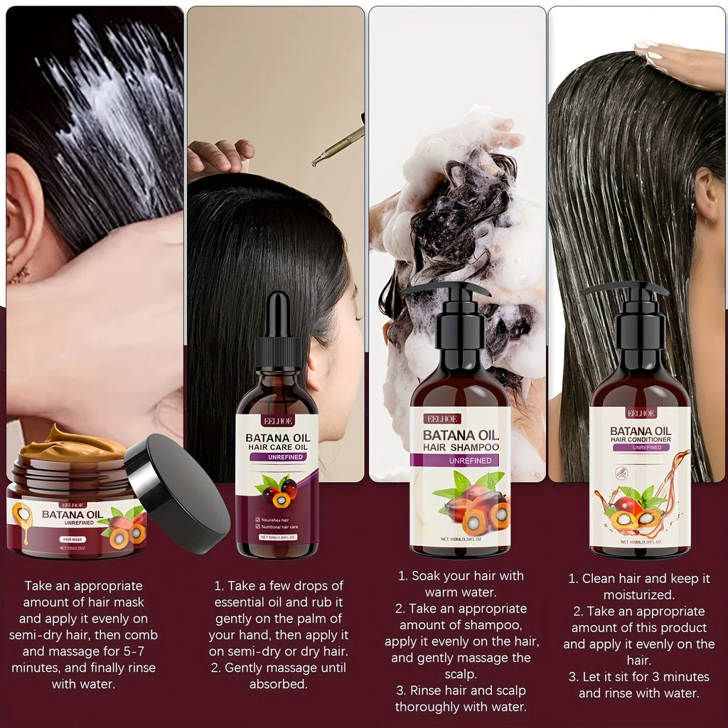 Batana Oil Hair Care Set - Shampoo, Conditioner, Hair Mask and Scalp Oil for All Hair Types
