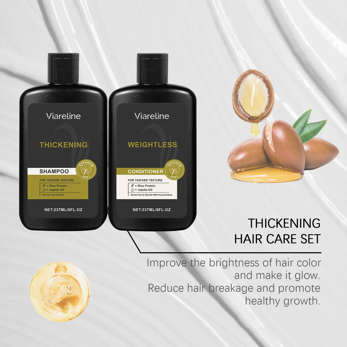 1 Set Men Hair Shampoo & Conditioner Set Gentle Cleaning Scalp Oil Control Refreshing Volumizing Improve Dryness Hair Care Set