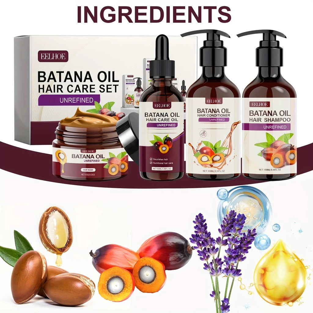 Batana Oil Hair Care Set - Shampoo, Conditioner, Hair Mask and Scalp Oil for All Hair Types