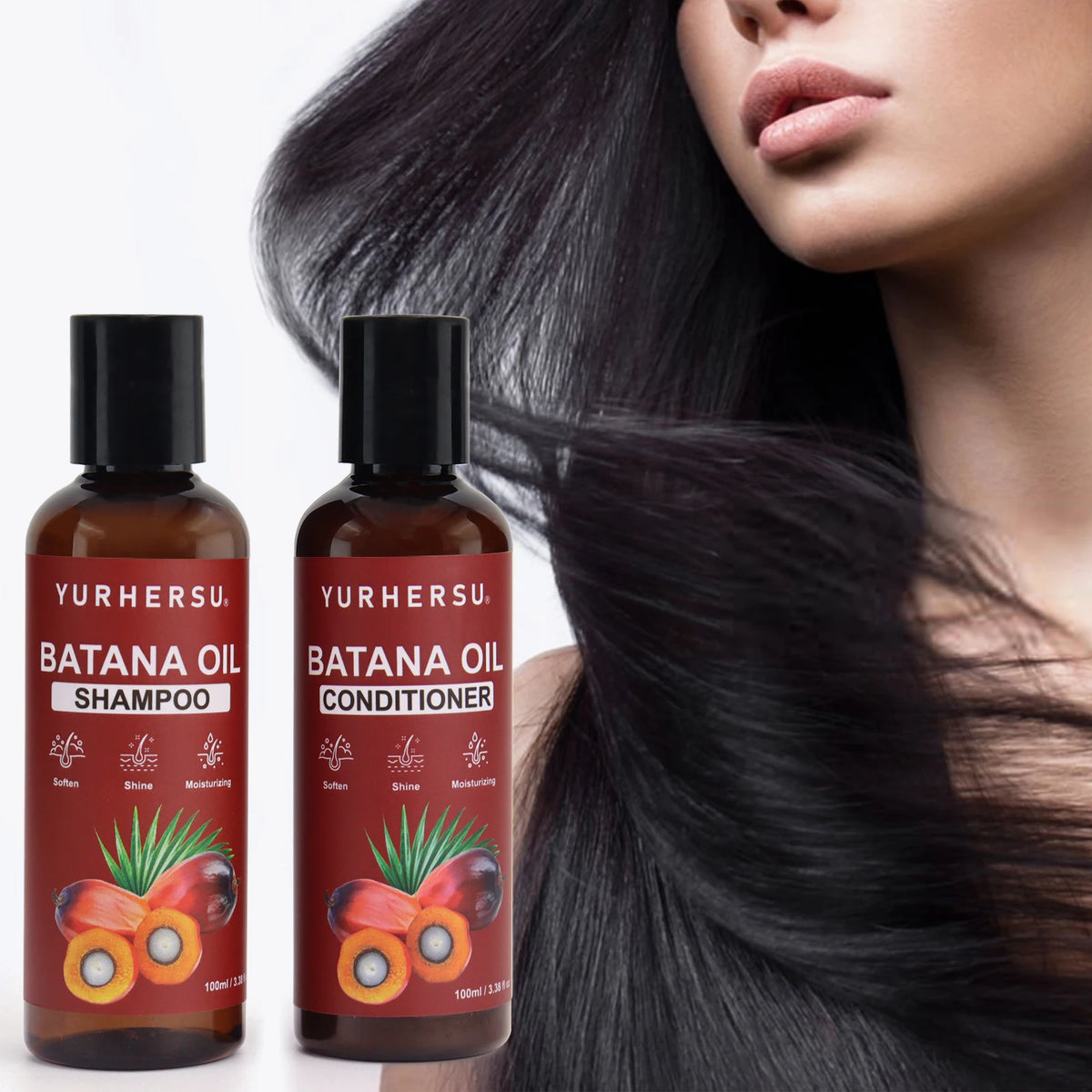 Batana Oil Shampoo & Conditioner Set Natural Batana Extract Deep Nourish Smooth Frizzy Split Ends Boost Soft Shiny Hair Gentle Hydrating Scalp Care Kit For Curly Straight Color Treated Hair Men Women Daily Use